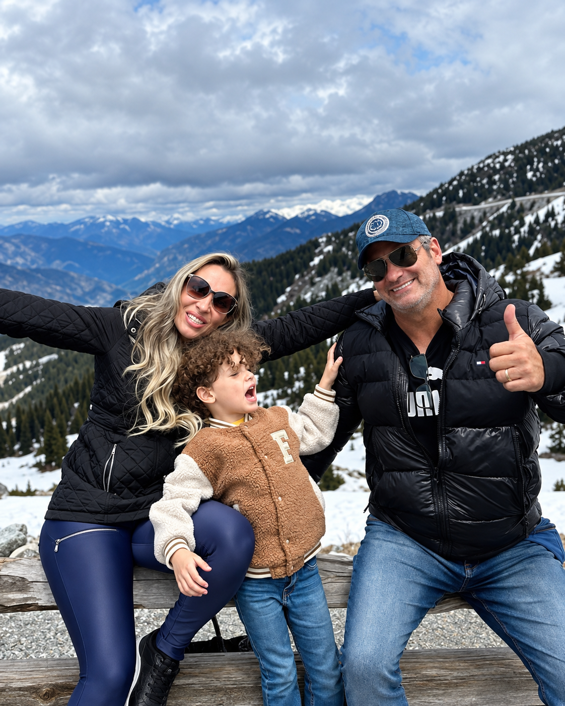 Família na neve